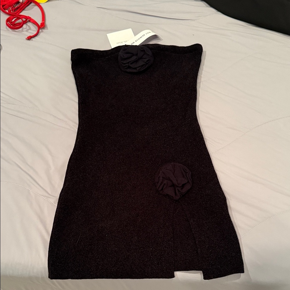 With Jean Black Strapless Dress